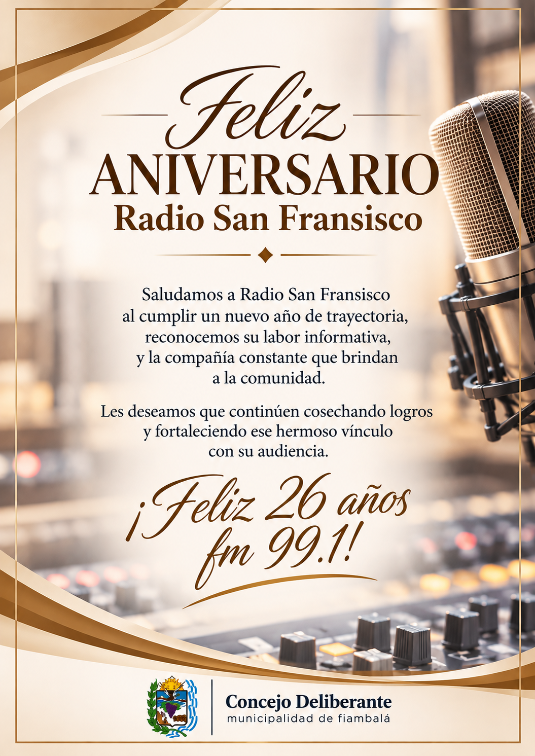 Feliz 26 años Radio San Francisco Fm 99.1